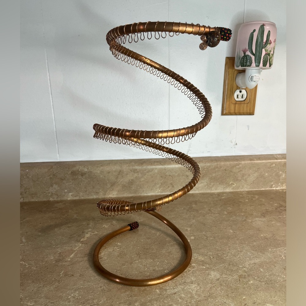 Homemade Copper Spiral Earring Holder Stand